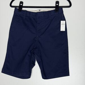New Gap Kids Uniform Dressy Chino Shorts Navy Blue Boys Size 14 Slim